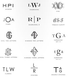 the different types of monograms and letters