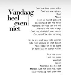 an image of the words vandag heel even niet written in black and white