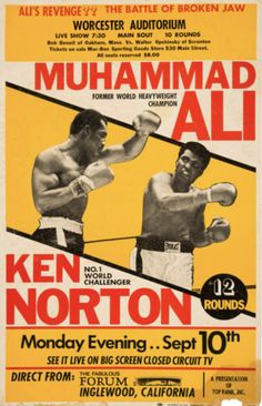 an old poster with two men boxing in front of the words muhammadd all