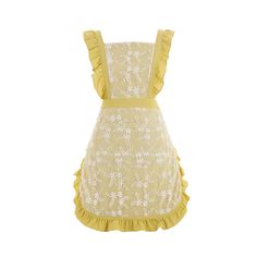 a yellow dress with white flowers on it