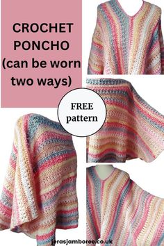 the crochet poncho can be worn two ways with this free pattern