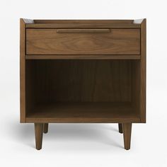 Tate Walnut Nightstand + Reviews | Crate & Barrel Crate And Barrel Tate, Master Nightstands, Bookcase Bar, Walnut Bookcase, Rattan Design, Black Nightstand, Walnut Nightstand, 9 Drawer Dresser, Bedside Storage