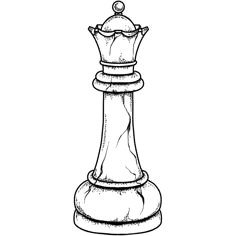 a black and white drawing of a chess piece