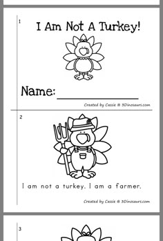 three different thanksgiving cards with turkeys on them and the words, i am not a turkey