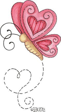 a drawing of a heart with a butterfly on it