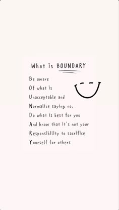 a white square with the words, what is boundary? and an image of a smiling face