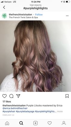 Purple Balayage, Purple Highlights, Hair 2024, French Twist, Purple Hair, Spa, Twist