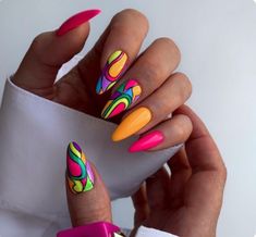 Bright Nail Art, Wow Nails, Nail Art For Beginners, Bright Nails, Rainbow Nails, Beach Nails, Funky Nails