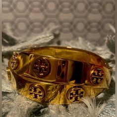 Authentic Tory Burch, Brand, Logo-Studded Bands Crisscross Gold-Plated Bracelet. I Wore It Few Times And Still In Good Condition. Tory Burch Jewelry, Gold Plated Bracelets, Womens Jewelry Bracelets, Criss Cross, Brand Logo, Tory Burch, Size 2, Women Jewelry, Bracelet