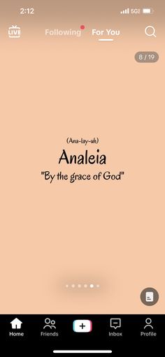 an iphone screen with the words analiaa by the grace of god on it