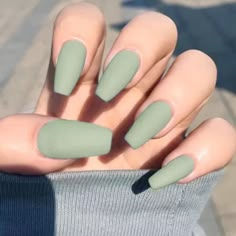 Green Acrylic Nails, Nagel Tips, Simple Acrylic Nails, Acrylic Nails Designs, Cute Nail Ideas, Nails 2021, Nail Swag, Acrylic Nails Coffin Short