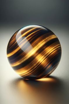 a marble ball is shown on the ground with light coming from it's side