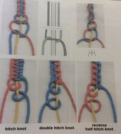 the instructions for how to tie a double - stitch knot in two different colors and sizes