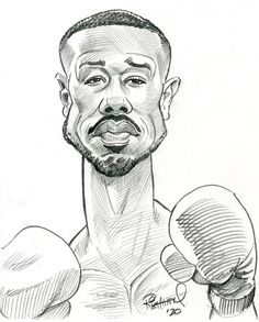 a drawing of a man with boxing gloves