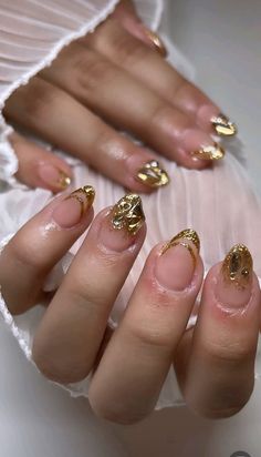 Gold Acrylic Nails, Gelish Nails, Nails Now, Cute Acrylic Nail Designs, Cat Nails, Uñas Acrilicas, Elegant Nails, Minimalist Nails