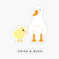 a duck and chick sticker sitting next to each other