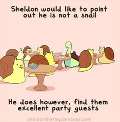 cartoon characters sitting around a table with food on it and one person saying, he does hover find them excellent party guests