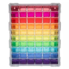 a plastic box filled with lots of different colors