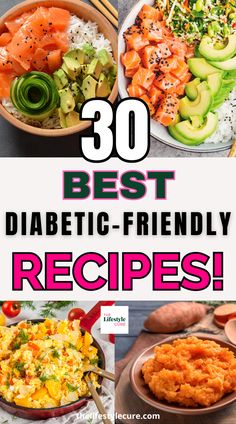 Are you diabetic and looking to lose weight? These are easy 30 day diabetic friendly diet recipes that are great for weight loss. These meals and snacks are delicious and help curb your appetite as well leaving you full and satisfied. Check out these insulin resistance recipes to start living your best life! #diabeticrecipes #lowsugarrecipes #lowsugardiet #diabeticfriendlyrecipes Meals For Diabetics Type 2 Easy, Meals For Insulin Resistance, Juicing For Diabetics Type 2, Meals For Prediabetics, Meals For Diabetics Type 2, Recipes For Diabetics Type 2, Insulin Resistance Recipes, Sweets For Diabetics