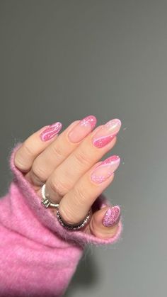 Fitness Barbie, Nails Barbie, Barbie Pink Nails, Barbie Nails, Cute Pink Nails, Pink Glitter Nails, Glamorous Nails, Sparkle Nails, Pink Acrylic Nails