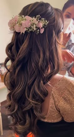 Cherish the curls that dance in celebration of love. Simple Bridal Hairstyle, Engagement Hair, Engagement Look, Engagement Hairstyles, Bridal Hairdo