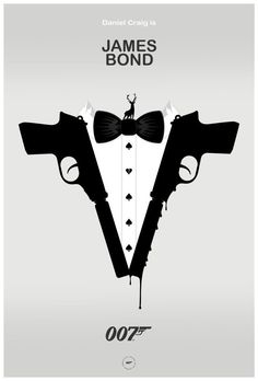 James Bond Design, James Bond Tattoo, 007 Tattoo, 007 Party, Famous Movie Posters