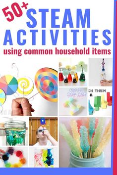 These fun STEM activities use only common household items that you probably already have laying around the house. These fun, educational activities will not only keep your kids happy and busy, but they will also help them continue to actively learning while they create, solve problems, and play. STEAM activities. STEM ideas. Boredom busters for kids. science experiments for kids. Steam Activity Elementary, Fun Tutoring Activities, Steam Club Activities, 30 Minute Stem Activities Elementary, Steam Camp Ideas, Pre K Steam Activities, Stem Activities Kindergarten Free, Easy Stem Activities Elementary Fun, Quick Stem Activities