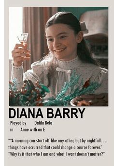 a girl holding a wine glass in front of her face with the caption dana barry