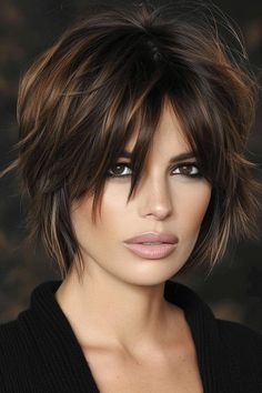 Short Full Hairstyles, Short Neck Haircut, Razor Haircut Medium, Shaggy Bob Hairstyles With Bangs, No Fuss Hairstyles, Sassy Bob Haircut, Choppy Short Haircuts, Bob Curtain Bangs, Shag Haircuts For Women