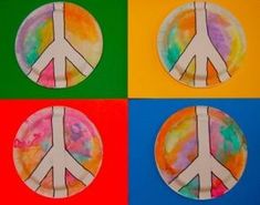 the peace sign is painted in four different colors