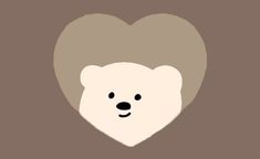 a bear's head is shown in the shape of a heart on a brown background