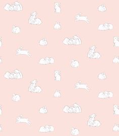 a pink wallpaper with rabbits and other animals in the background, all drawn by hand