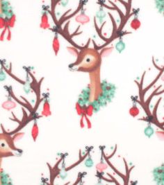 a white background with deer and christmas decorations