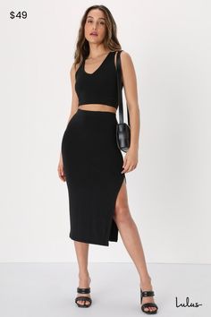 Black Bodycon Skirt, Bodycon Midi Skirt, Lulu Fashion, Knit Midi Skirt, Date Nights, Alt Fashion, Black Midi Skirt, Body Con Skirt, Bodycon Midi