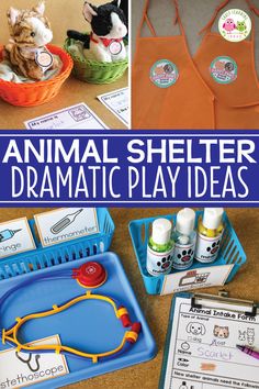 an animal shelter dramatic play idea with pictures and instructions to make it easier for children to learn