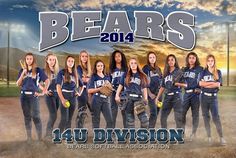 the bear's softball team is posing for a photo