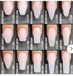 Different Nail Shapes On One Hand, Nail Sizes Shape Chart, Summa Nails, Gel Nails Shape, Types Of Nails Shapes, Adorable Nails, Nail Artwork, Acrylic Nail Shapes, Cuticle Care