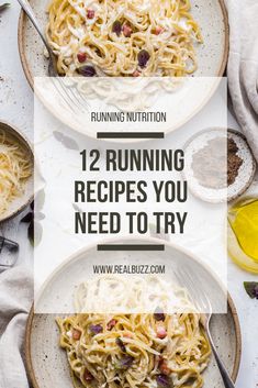 two plates of pasta with the words running recipes you need to try