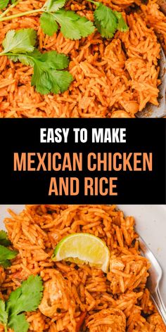 mexican chicken and rice with cilantro on the side