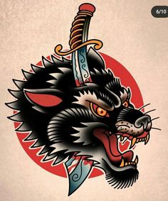 Hannya Maske Tattoo, Wolf Tattoo Traditional, Traditional Panther Tattoo, Traditional Tattoo Stencils, Traditional Tattoo Drawings, Black Panther Tattoo, Tato Tradisional, Big Cat Tattoo, Traditional Black Tattoo