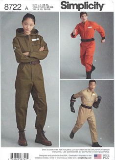 Uncut Simplicity Sewing Pattern 11597 11149 8722 Flight - Etsy Futurisme Retro, Coverall Jumpsuit, Diy Kostüm, Flight Suit, Costume Sewing Patterns, Star Wars Costumes, Cooler Look, Poses References, Simplicity Sewing