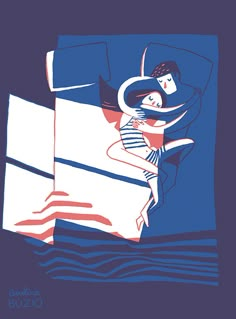 an image of a woman laying in bed with her arm around a man's head