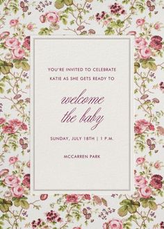 a wedding card with pink flowers on it