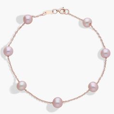 Break out of the classic pearl strand mold with this "Tin Cup" pearl bracelet, a style made famous by Rene Russo in the feature film of the same name. Six pink Freshwater cultured pearls are stationed along a classic 14k rose gold cable chain. This delicate twist is a great first pearl purchase or beautiful bridesmaid gift. Rene Russo, Tin Cup, Pearl Strand, Freshwater Pearl Bracelet, Pearl Strands, Freshwater Cultured Pearls, Break Out, Feature Film, Cultured Pearls