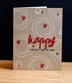 a card with the words happy valentine's day written in red ink on it