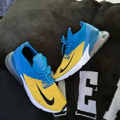 Nike Air Max 270 Flyknit Shoes Men’s Size 10.5 In Awesome Used Condition!! These Are So Comfortable And Cool Pair Of Nike Air Max 270 Flyknit Shoes!! Blue And Yellow Colors! Very Cool Pair Of Kicks!! Flyknit Shoes, Shoes Nike Air, Shoes Blue, Nike Air Max 270, Air Max 270, Blue And Yellow, Shoes Men, Blue Yellow, Air Max