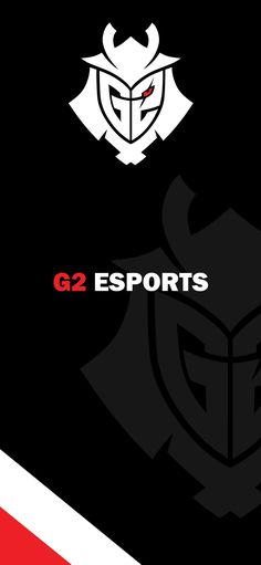 the logo for g2 esportss on a black and white background with red stripes