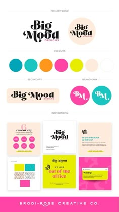 the logo design for big mood, a creative company that uses bold colors and font to create