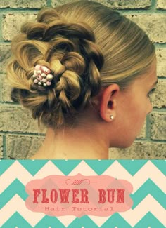 Flower Bun Tutorial :: Cute, fast, and easy hairdo! Love this! Just did it myself and it took about 10 minutes Dance Recital Hair, Flower Bun, Dance Hair