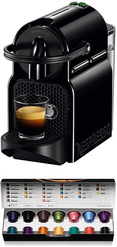 an espresso machine is shown with the colors in it and next to each other